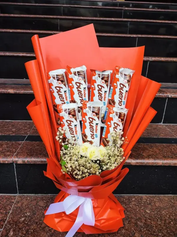 Luxurious White Rose Arrangement with Kinder Bueno – Gift Tree BD