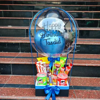 Delightful Snack Collection with Custom Balloon Celebration