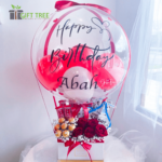 Flowers with chocolate Balloon Bouquet Red & White