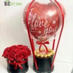 I love u balloon & Flowers Box