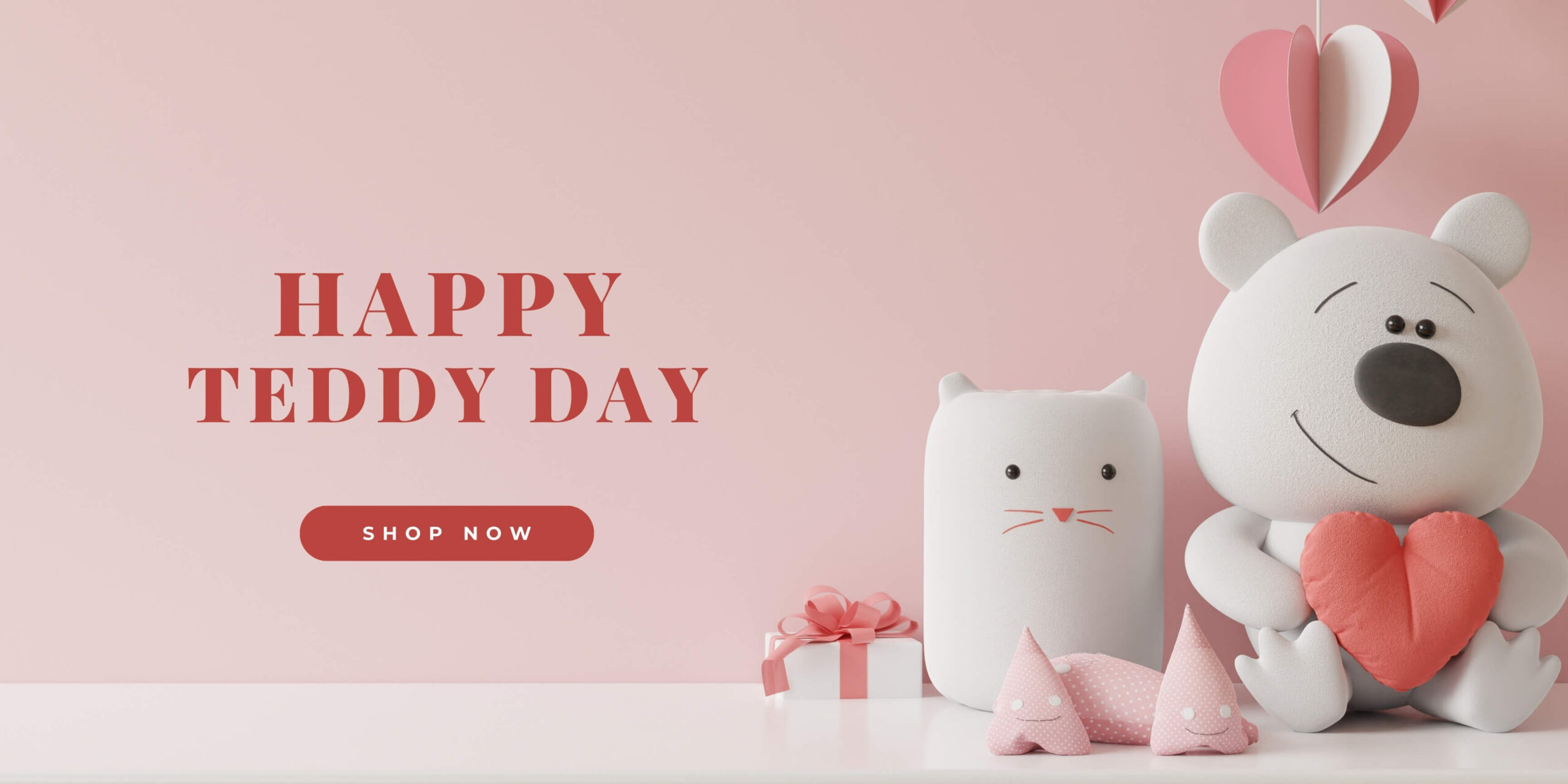 Pink and White Simple Valentine's Sale Banner