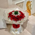 Roses and Gold Ring Bouquet Gift Set