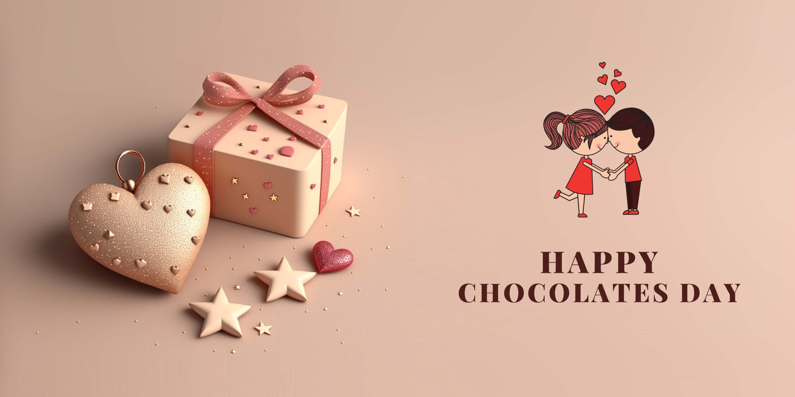 brown pink modern happy valentine day banner