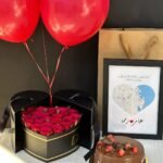 Heart Flower box with Cake & photo Frame