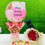 Cake with balloon chocolate & Flower