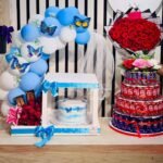 Chcooclate Tower With Flowers Bouquet and Cake with Balloon Decoration