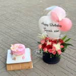 Rose Flower Box with Balloon Bouquet & 1kg Birthday Cake – Premium Birthday Gift in Dhaka