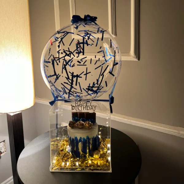 Premium Cake with Balloon Box – Luxury Lighted Birthday Surprise in Dhaka