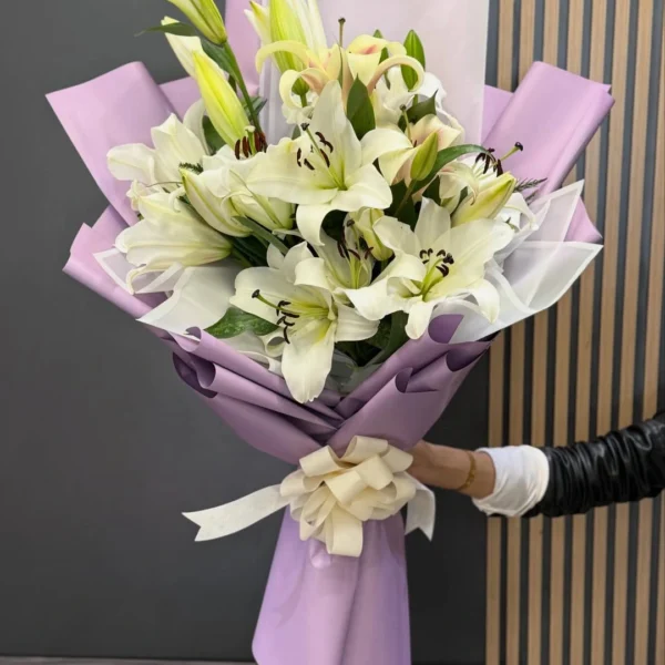 Premium White Lily Bouquet – Elegant Fresh Flower Gift in Dhaka
