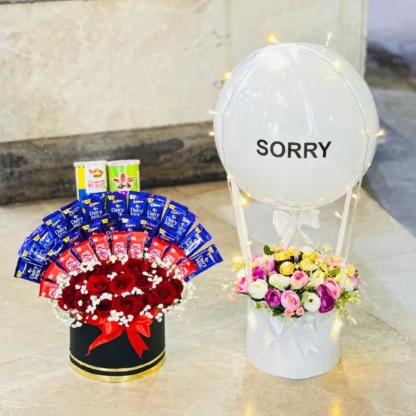 Sorry Chocolate & Flower Balloon Gift Set