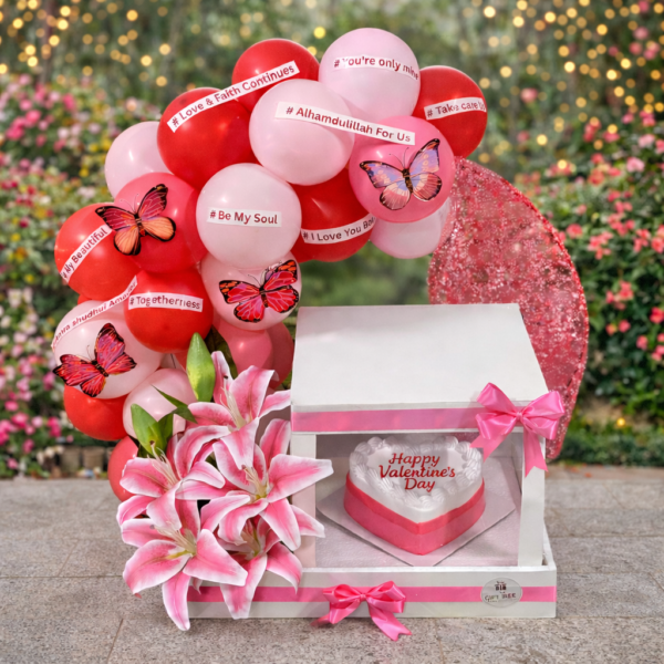 A Love That Blooms Forever – Cake, Lilies & Balloon Arch