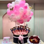 Anniversary Balloon Decor with Flower Bouquet & Cake