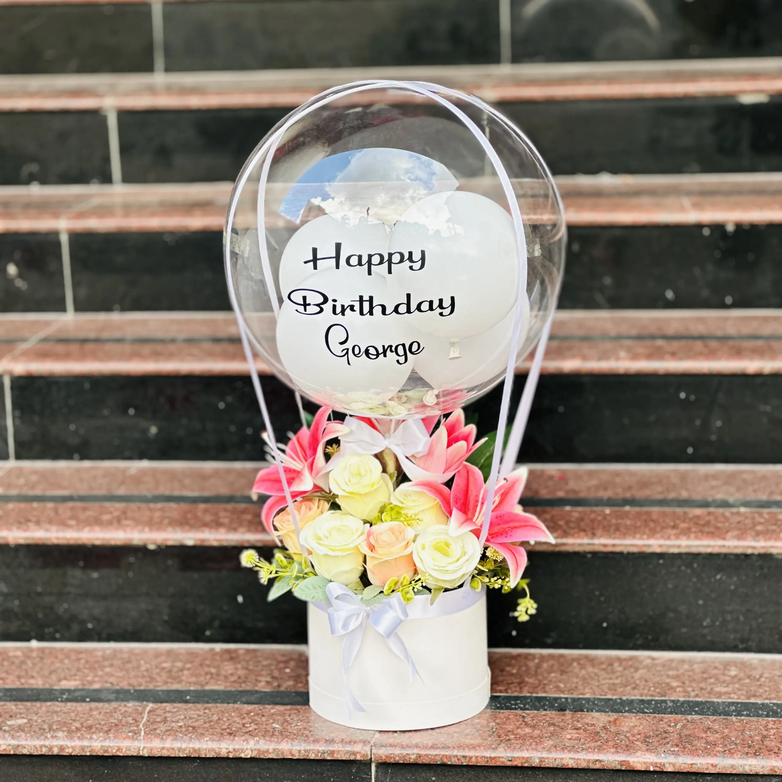 Artificial-Flower-Arrangement-with-Custom-Balloon-scaled-1.webp Artificial Flower Arrangement with Custom Balloon - Image 1