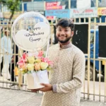 Artificial Flower Arrangement with Custom Balloon - Image 2