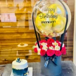 Luxury Cake & Balloon Set with Red Roses and Ferrero Rocher