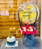 Luxury Cake & Balloon Set with Red Roses and Ferrero Rocher