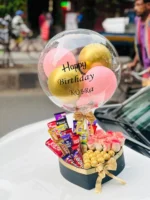 Birthday Balloon Bouquet with Mixed Chocolate & Flowers - Image 2