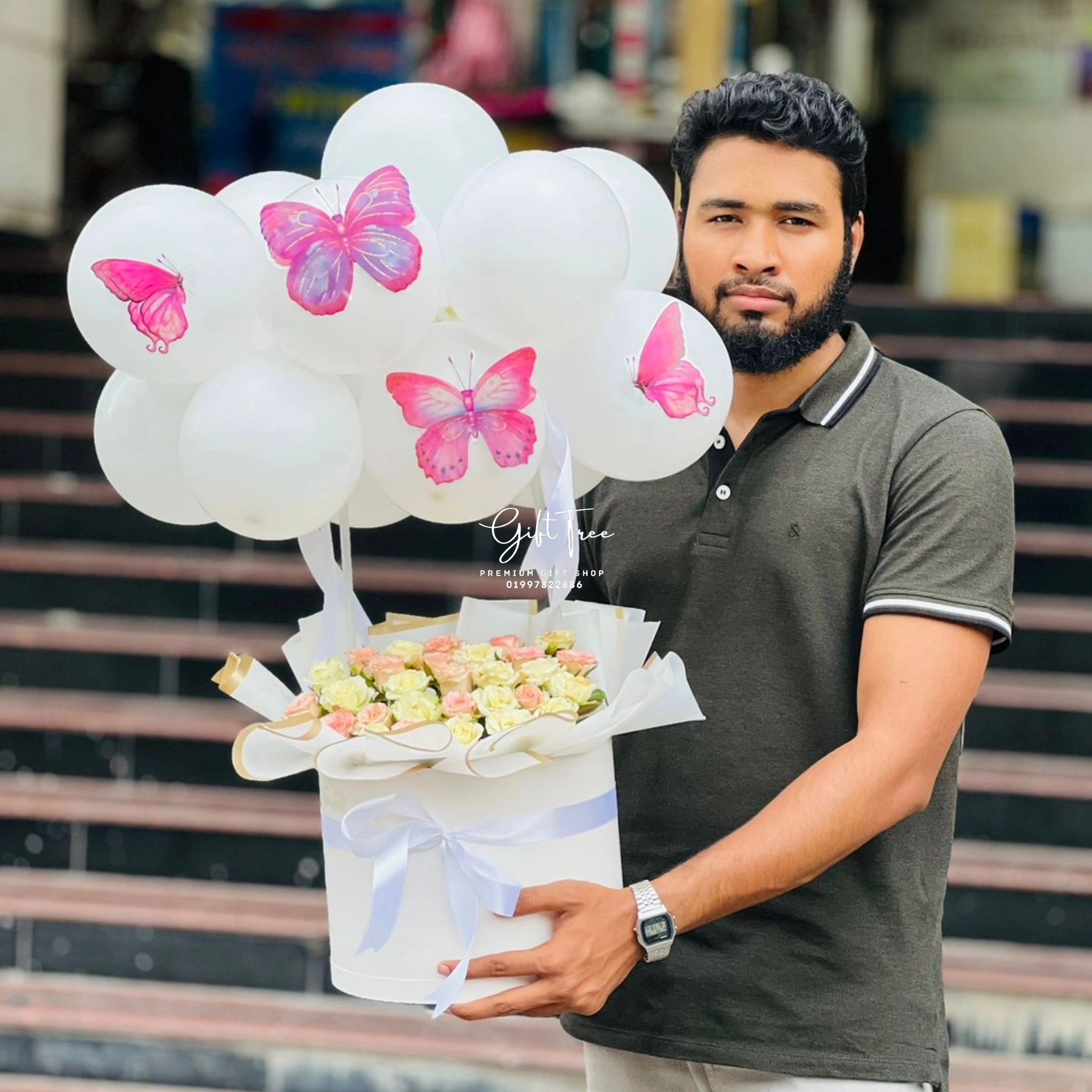 Blissful-Roses-Butterfly-Balloon-Bouquet.webp Blissful Roses & Butterfly Balloon Bouquet - Image 1