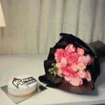 Opulent White Velvet Cake with Pink Floral Elegance