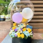 Custom Balloon & Fresh Flower Arrangement