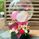 Fresh Flowers Balloon Bouquet with Custom Touch