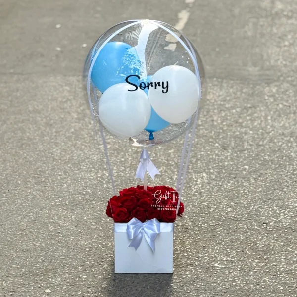 Gentle Sorry in the Air – Balloon & Red Roses