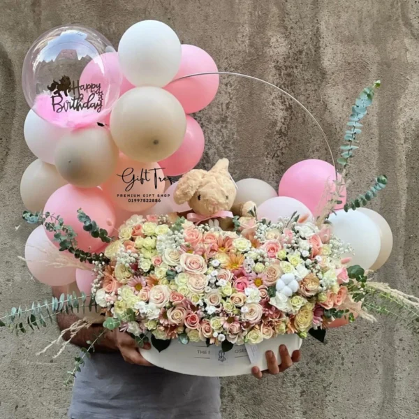 Celebration Hamper Balloon Beautiful Flowers