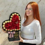 Heart Gift Hamper with Flowers & Chocolate - Image 2