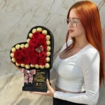 Heart Gift Hamper with Flowers & Chocolate - Image 3