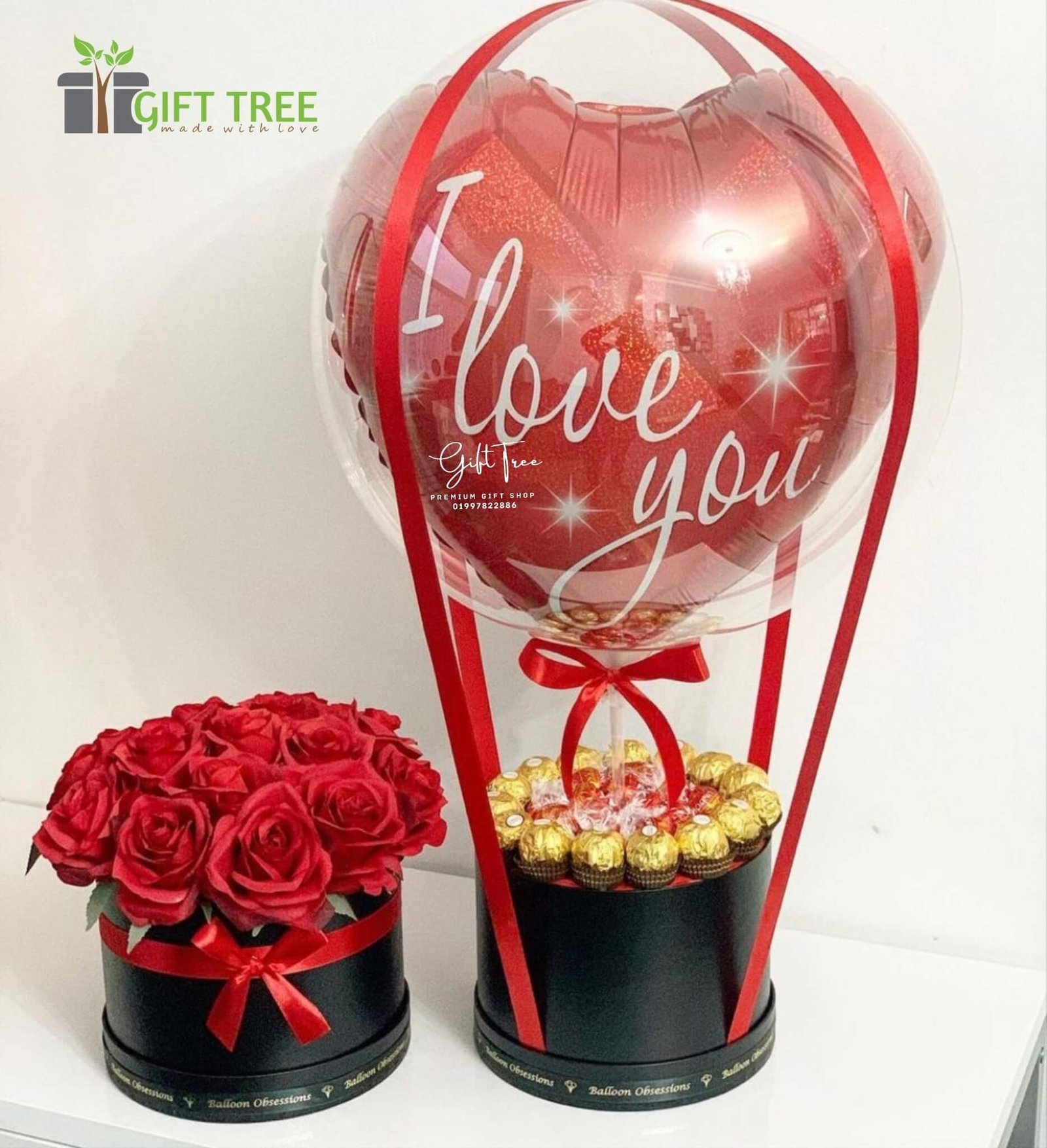 I-love-u-balloon-Flowers-Box.jpeg I love u balloon & Flowers Box - Image 1