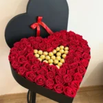Luxury Heart Box with Red Roses & Ferrero Rocher Chocolates