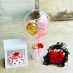 Premium Birthday Balloon Box with Cake & Red Rose Bouquet