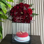 Red Rose with Transparent Cake Box