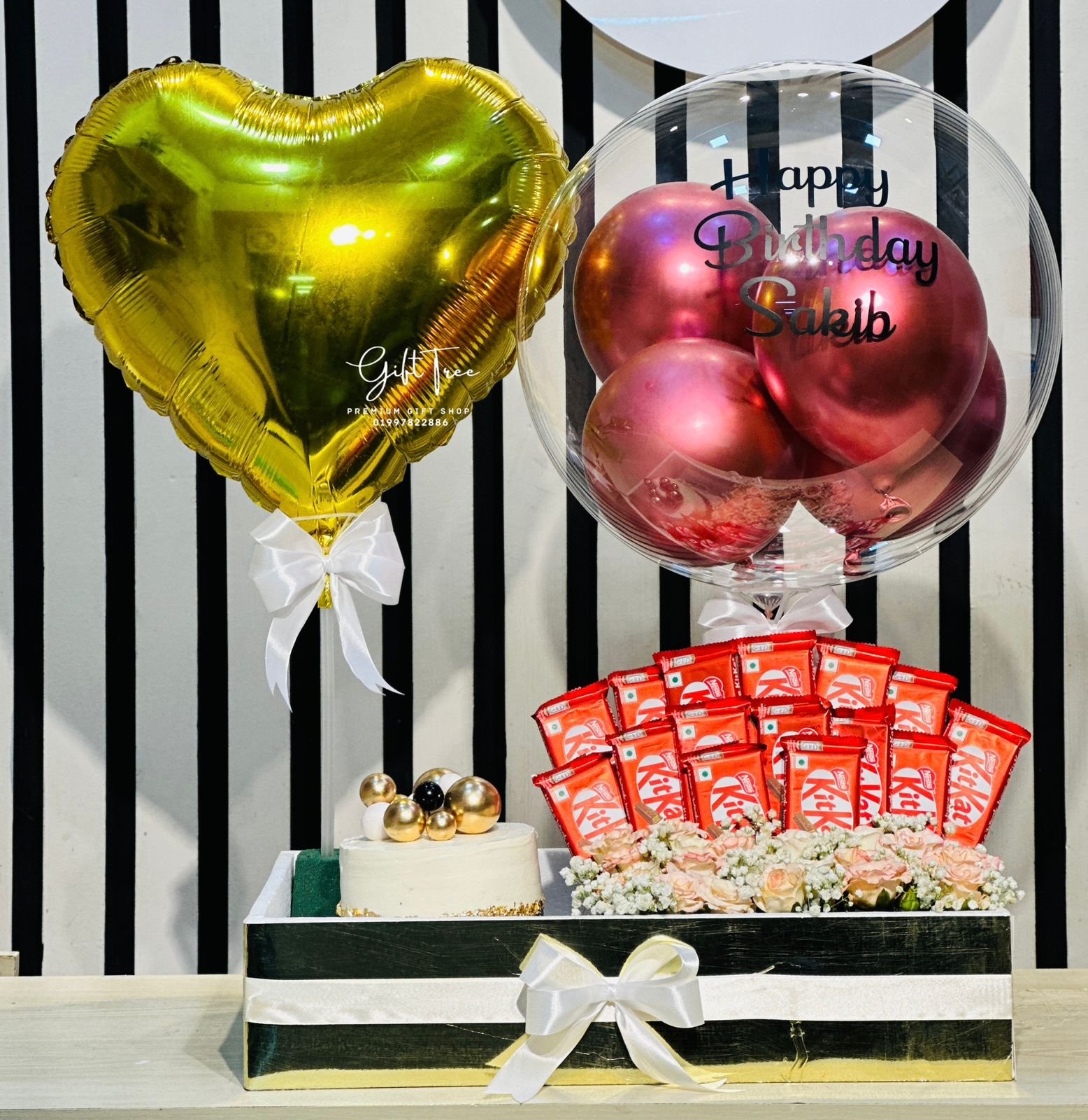 WhatsApp Image 2026-01-22 at 03.35.41 (1) Cake with Pink & White Roses and Heart Balloon Set - Image 1