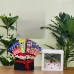 Red Roses Chocolate & Snack Gift Set with Heart Cake