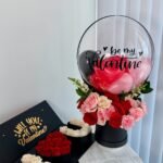Valentine’s Flower Box with Balloon & Heart-shaped Rose Box