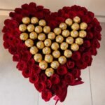 Red Rose Heart Box with 36 Ferrero Rocher
