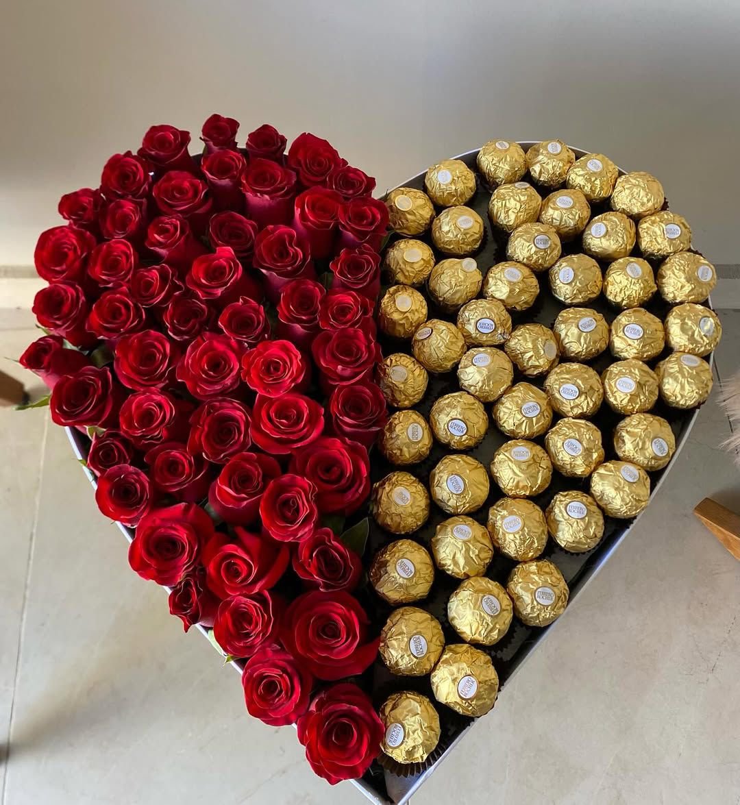 WhatsApp Image 2026-01-27 at 06.06.27 (3) Half-and-Half Heart Box with 42 Red Roses & 42 Ferrero Rocher - Image 1