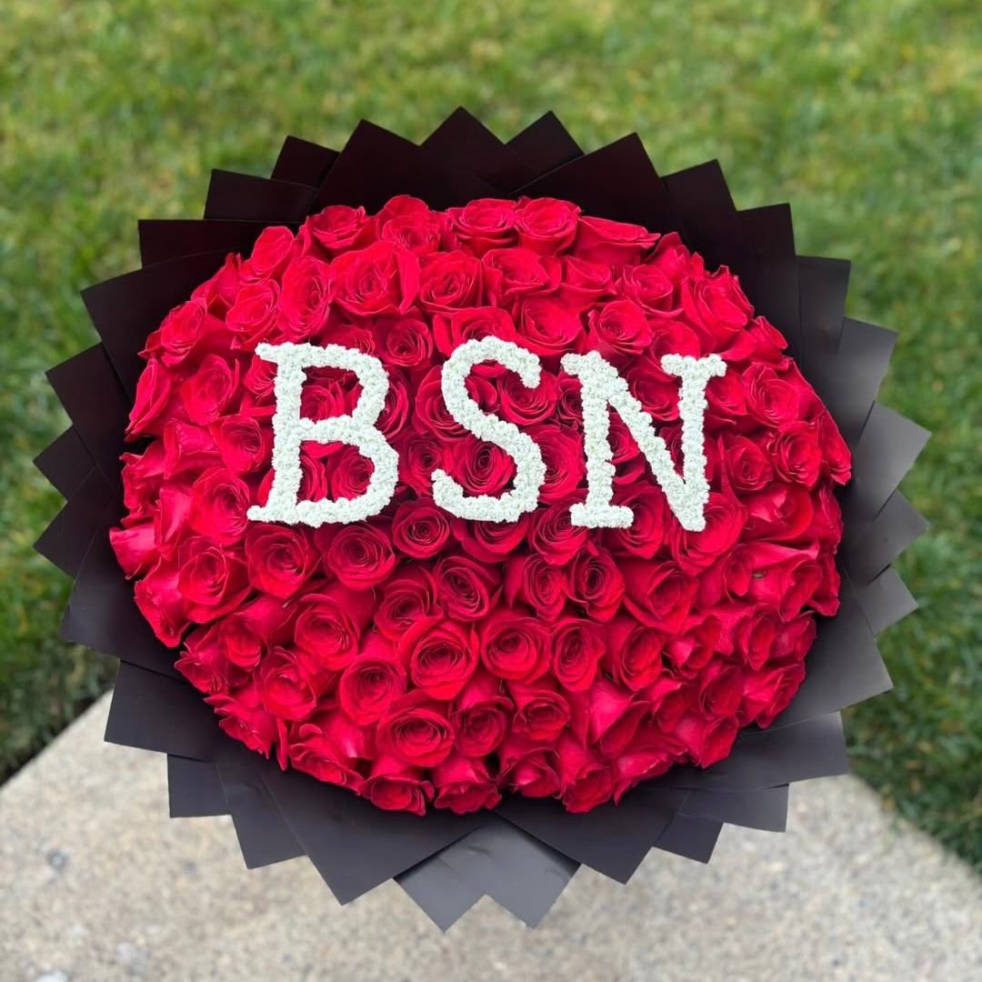 WhatsApp Image 2026-01-27 at 06.06.31 Red Rose Bouquet with White Flower Initials - Image 1