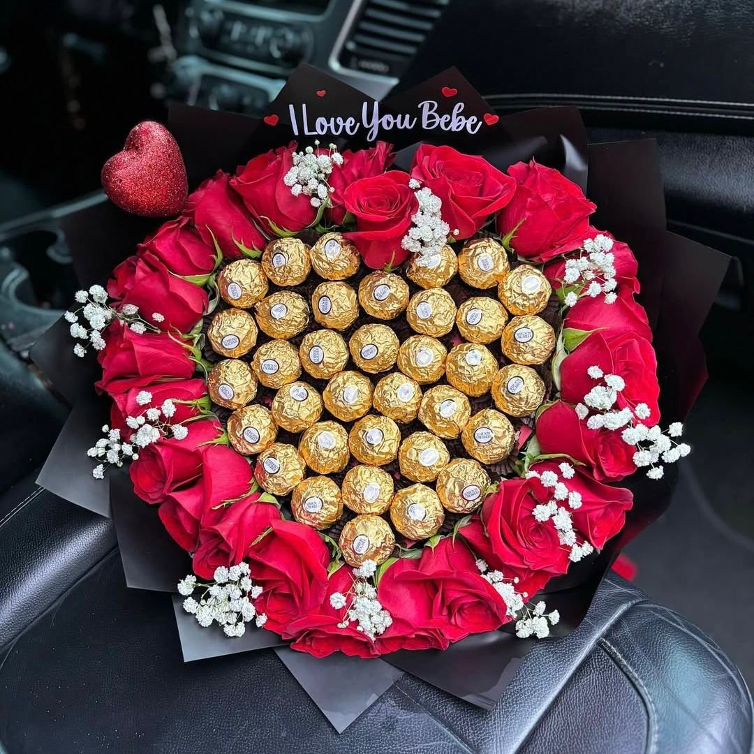 WhatsApp Image 2026-01-27 at 06.06.33 (3) Red Rose Heart Bouquet with Ferrero Rocher - Image 1