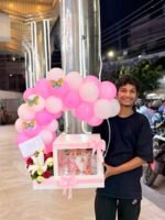 Cake with Flowers & Balloon Decoration