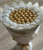 Ferrero Rocher Chocolate Bouquet with White Artificial Flowers - Image 2