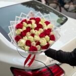 Natural Red & White Rose bouquet
