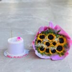 Sunflower Bouquet with Birthday Cake
