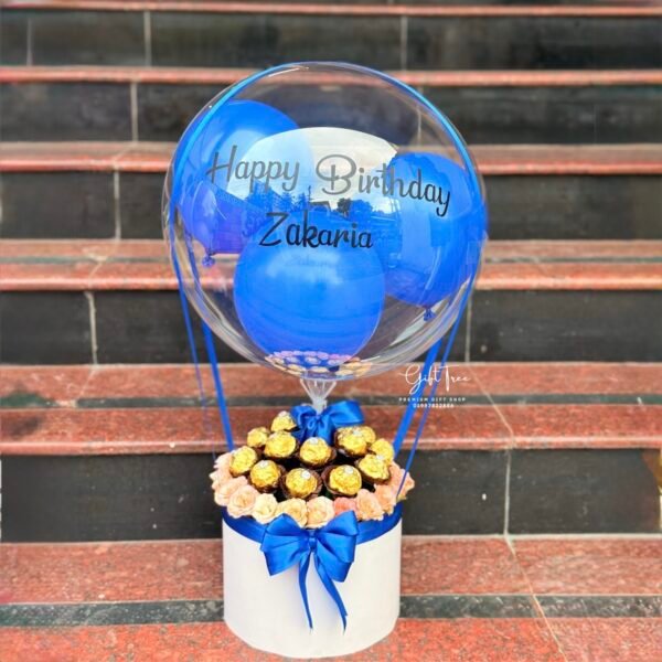Balloon Bouquet with Natural Flower & ferrero Rocher Chocolate