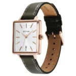 Titan Minimalists Quartz Analog with Date Silver Dial Black Leather Strap Watch for Women - Image 3