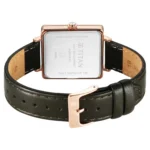Titan Minimalists Quartz Analog with Date Silver Dial Black Leather Strap Watch for Women - Image 4