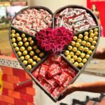 Ferrero Rocher, KitKat, Kinder Bueno & Raffaello Heart Box with Red Roses