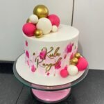 Personalized Name Cake with Pink & Gold Spheres (1kg)