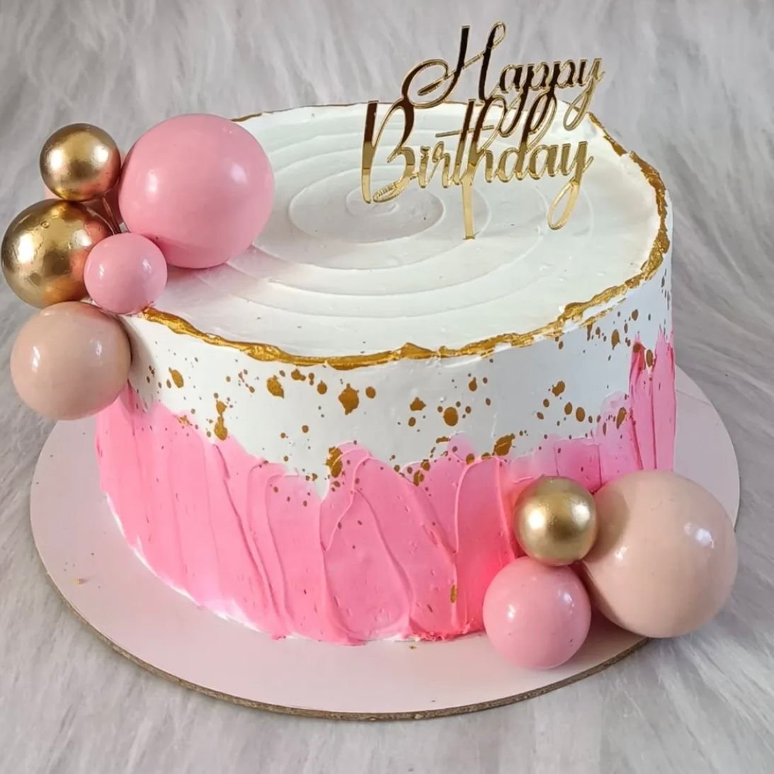 WhatsApp Image 2026-01-22 at 03.43.00 Pink & Golden Sphere Birthday Cake Topper Set (1kg) - Image 1